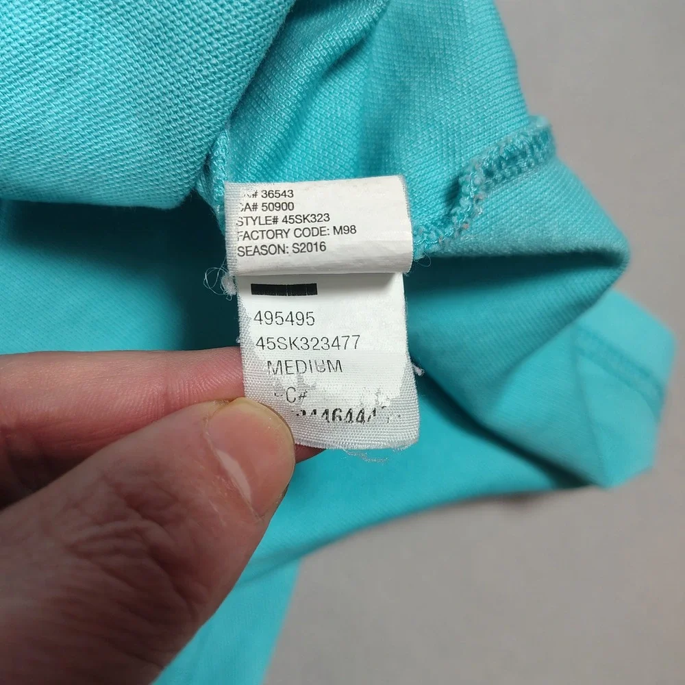 IZOD Advantage Polo Mens Medium Turquoise Blue Short Sleeve Solid Pique Cotton‎